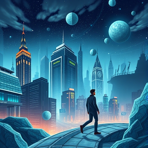 A futuristic city powered by advanced AI technology and Nvidia chips