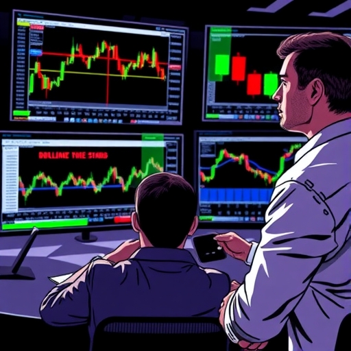 Conceptual illustration of market volatility represented by expanding and contracting bands