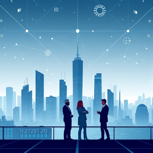 futuristic city skyline with advanced technology