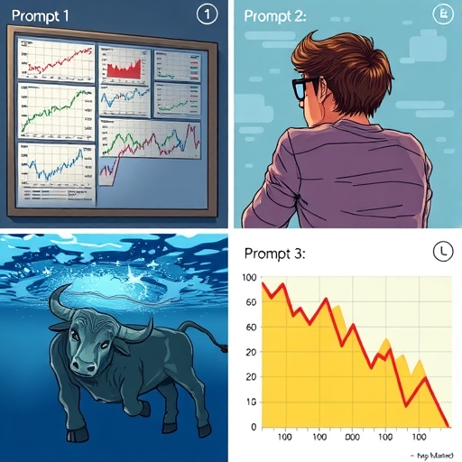 A graph depicting a sudden market rise followed by a sharp decline.
