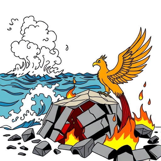 A phoenix rising from ashes representing recovery