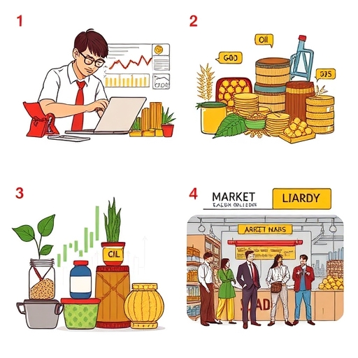 A market scene with traders engaging in lively discussions and analyzing trends.