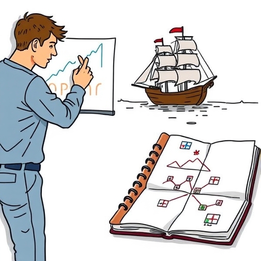 A calm sea with a sturdy ship symbolizing a trading plan.