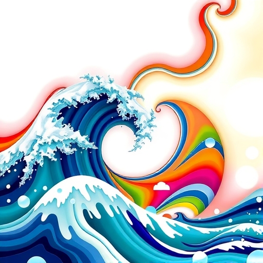 A visual depiction of bull and bear waves interacting on a dynamic chart