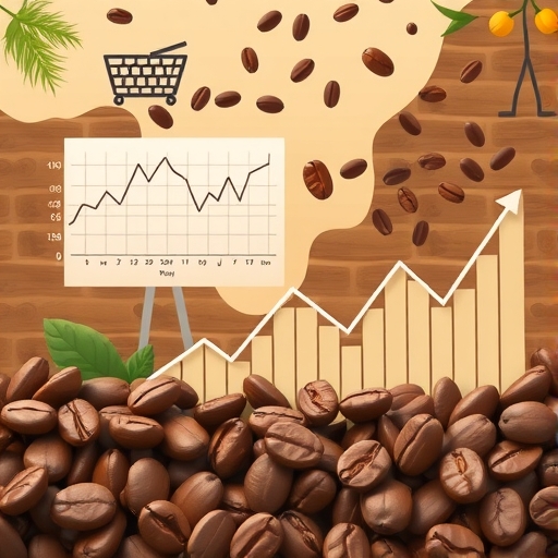 Coffee beans in a market setting depicting supply and demand