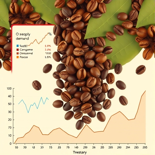 An illustration of coffee trading dynamics with charts and graphs