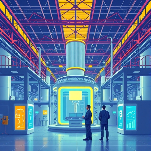 A futuristic factory showcasing advanced 3D printing technology
