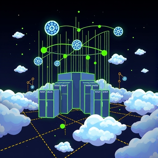 Illustration showcasing cloud computing and Nvidia GPUs