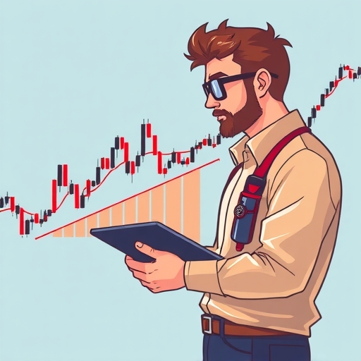 Trader analyzing Fibonacci retracement