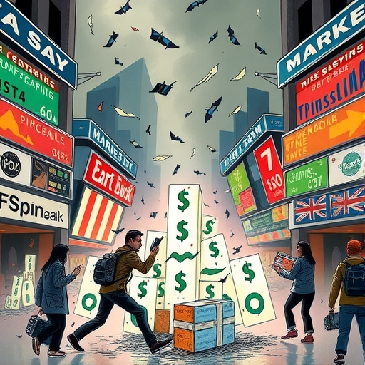 Investors in panic selling on a trading floor