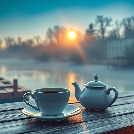 一杯咖啡的寧靜早晨場景
