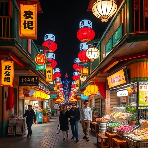 台灣繽紛夜市的景象