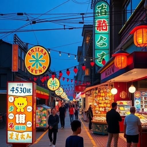 台灣繽紛夜市的景象