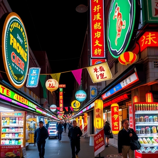 台灣繽紛夜市的景象