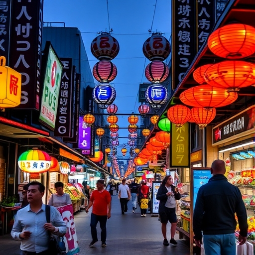 台灣繽紛夜市的景象