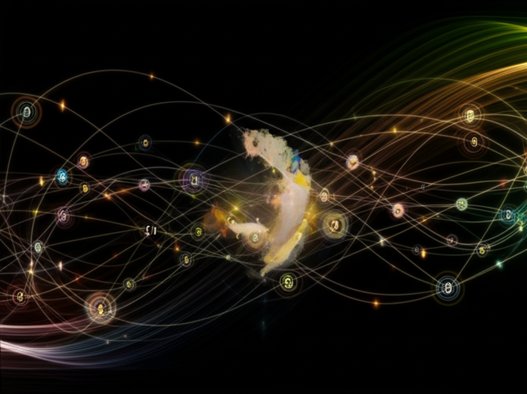Conceptual art of generative AI applications in business workflows