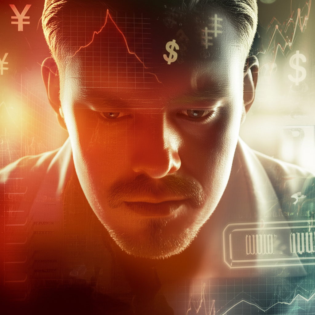 Artistic representation of a trader analyzing costs with digital dashboards and forex charts