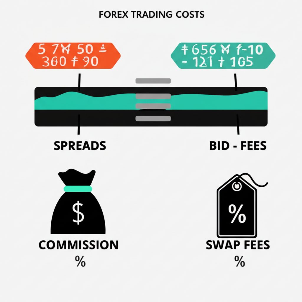 Visual representation of forex trading costs and fees