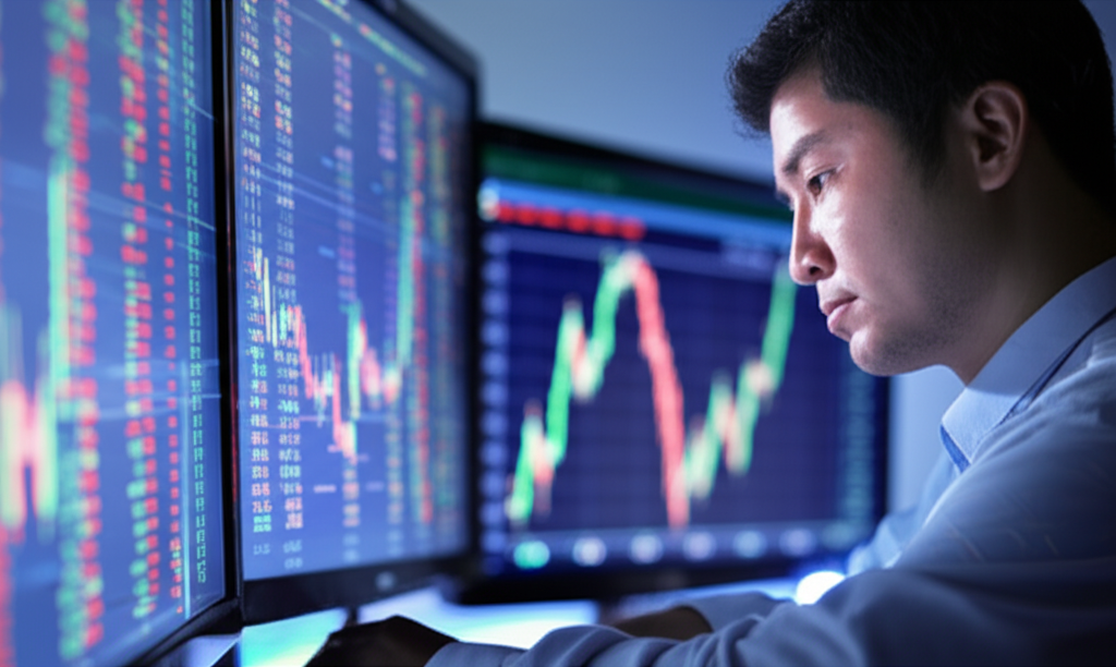 A trader analyzing forex trends on a digital platform