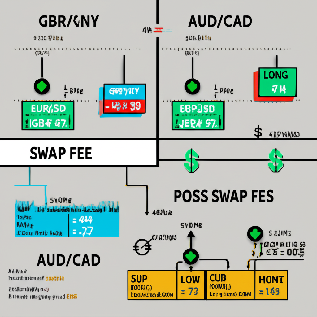 Illustration of currency pairs with swap fee calculations