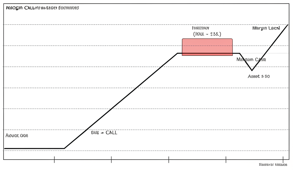 A financial chart showcasing margin call systems with annotated levels for margin call and stop-out points