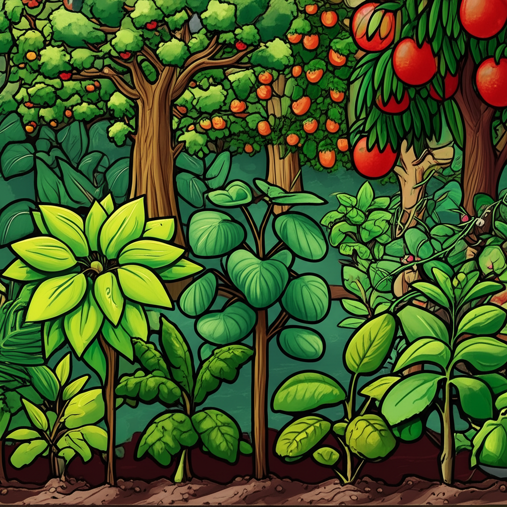 Vibrant garden symbolizing a diversified portfolio of stocks, bonds, and assets in basket trading