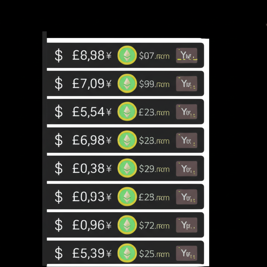 Digital currency interface showing small lot trades, illustration