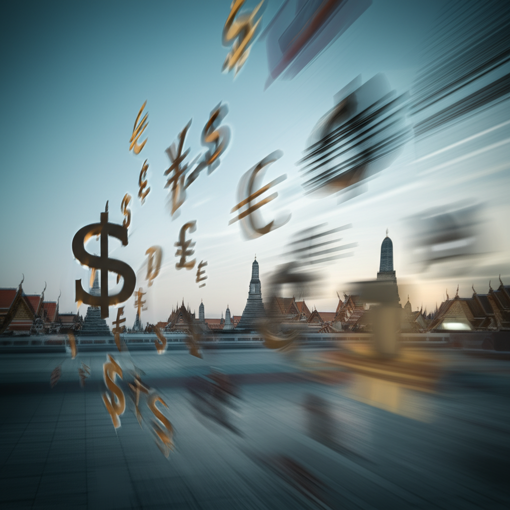 Dynamic visualization of Forex market speed with currency pairs and Thai context