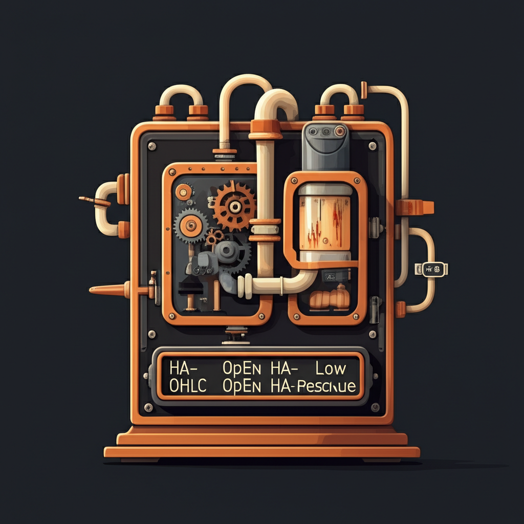Calculation machine transforming raw OHLC inputs into refined Heikin Ashi outputs