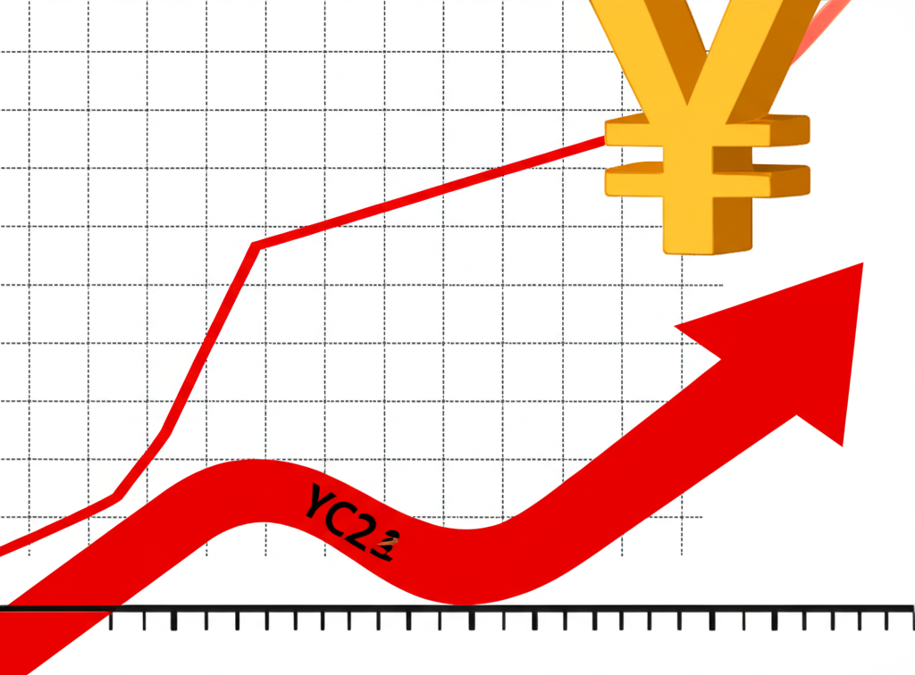 Illustration of a timeline highlighting March 2024 as a turning point with rising interest rates, stronger yen, and stable inflation