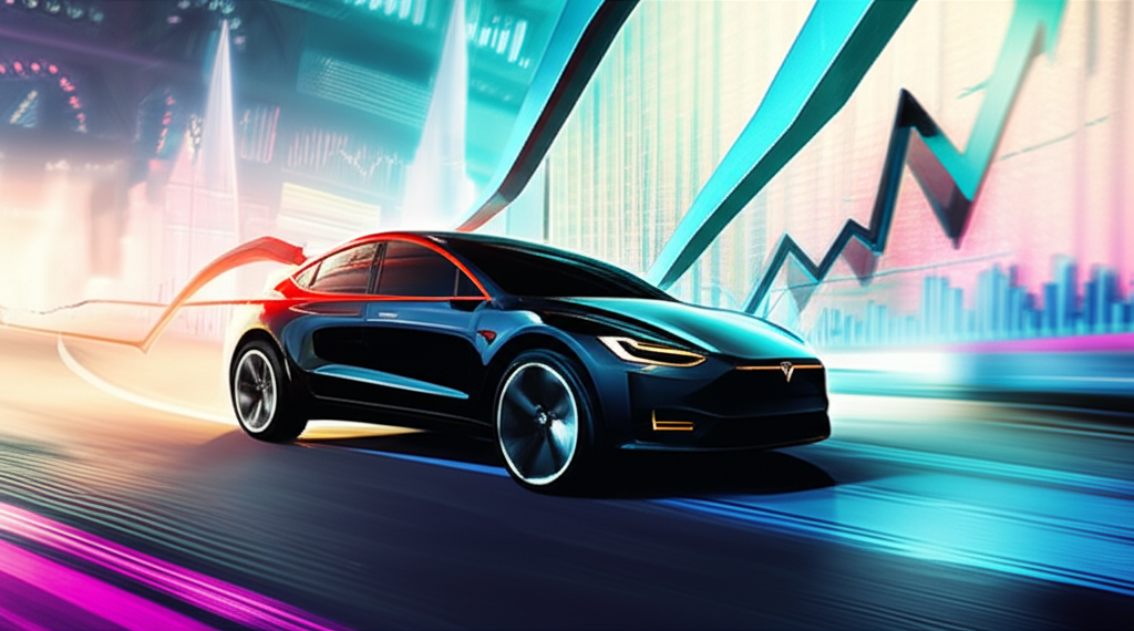 Visual representation of the debate around Tesla's valuation, blending financial metrics with futuristic innovation