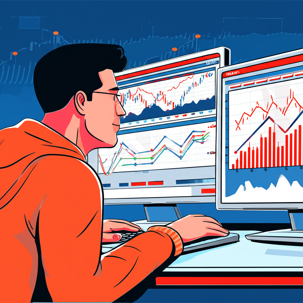 A trader analyzing bond price movements and interest rate trends on a computer, illustrating the active nature of fixed-income trading