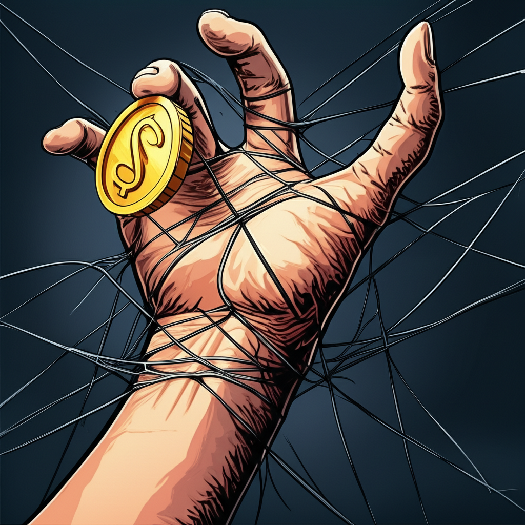 Illustration: Hand struggling with bonus