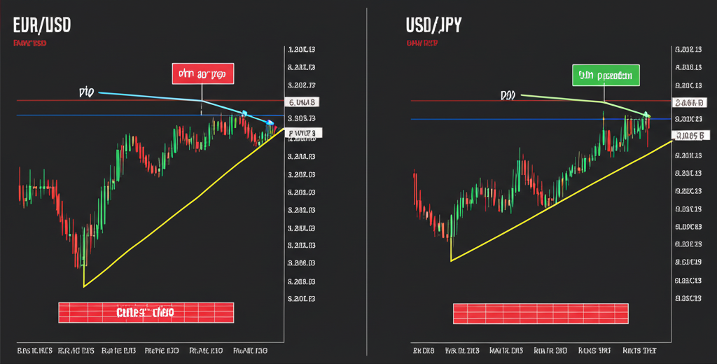 Comparison of pip vs pipette highlighting 4th and 5th decimal places for EUR USD and USD JPY