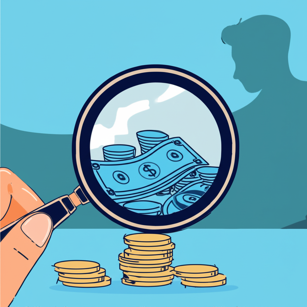 Illustration of leverage in CFD trading: a small investment magnified into a larger value, with an underlying risk shadow