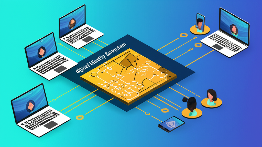 Secure digital identity ecosystem showing interconnected users, devices, and data flowing through ForgeRock's API-driven IAM platform