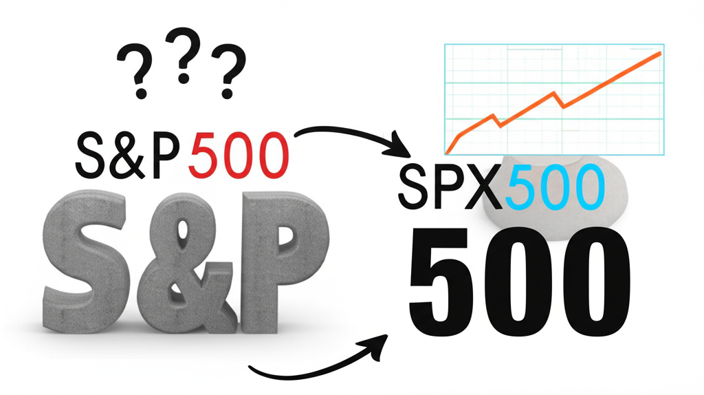 Illustration comparing S&P 500 as a foundation and SPX500 as a dynamic trading chart, highlighting confusion and clarity