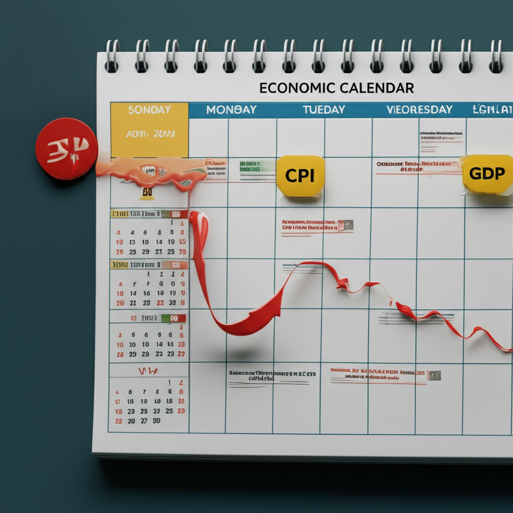Economic calendar with highlighted NFP, CPI, and GDP reports impacting currency value