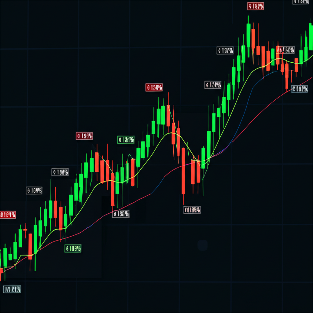 Illustration of a dynamic live stock chart for DAX 30, showing real-time price fluctuations, volatility, and intraday trends, with subtle indications of global economic news influencing market sentiment.