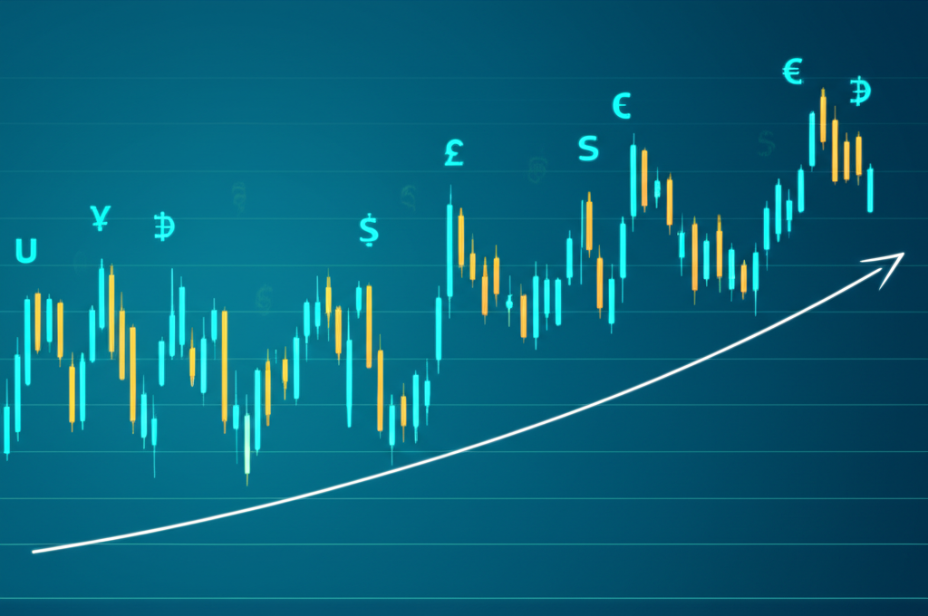 Swing trading strategy, currency pairs, financial growth illustration