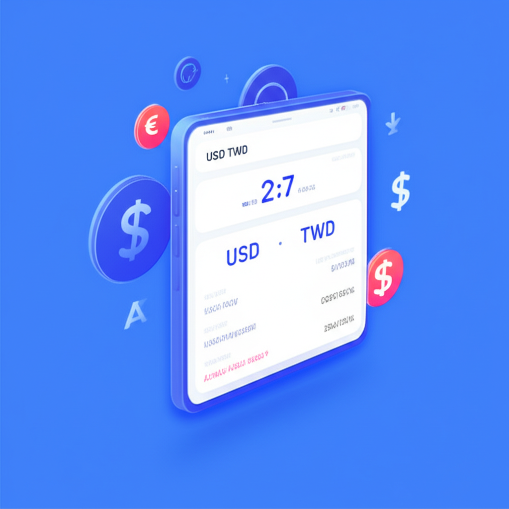Digital platform interface showing USD to TWD exchange rate