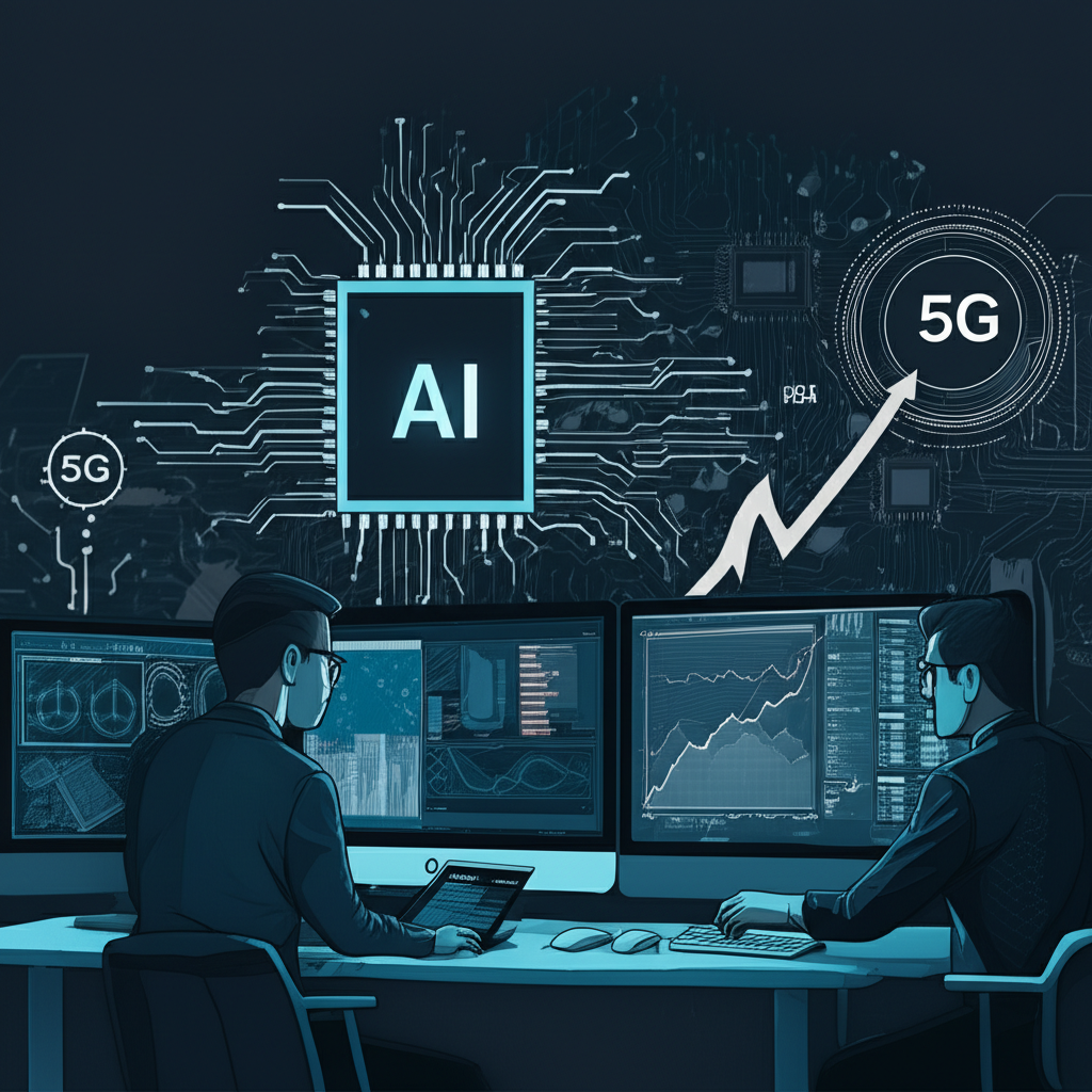 Engineers using EDA software, IP blocks, and growth drivers like AI and 5G