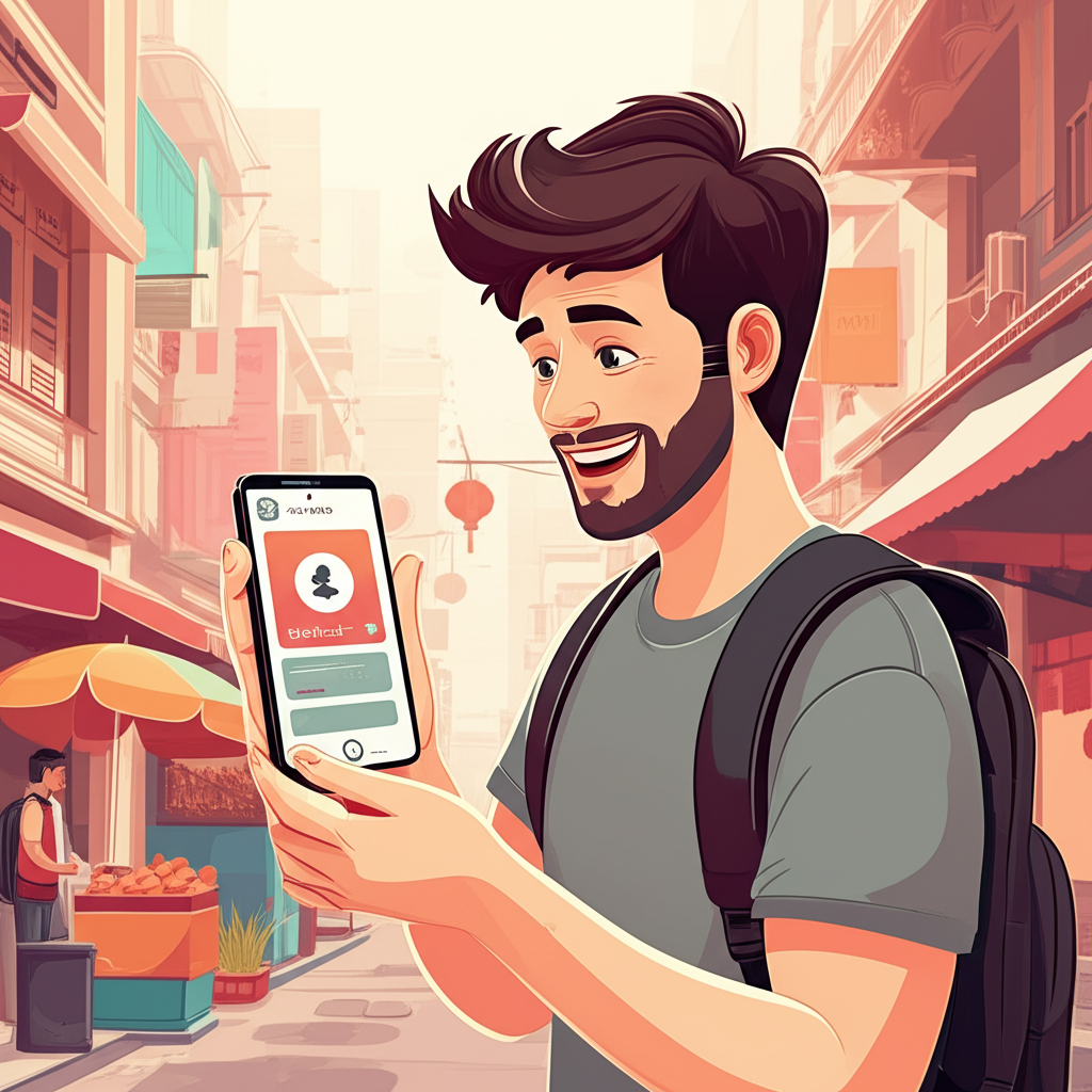 US expat using digital payments in Asia