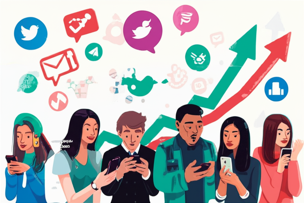 Illustration of diverse retail investors on phones, surrounded by rising stock charts and social media icons, symbolizing meme stock hype and market disruption
