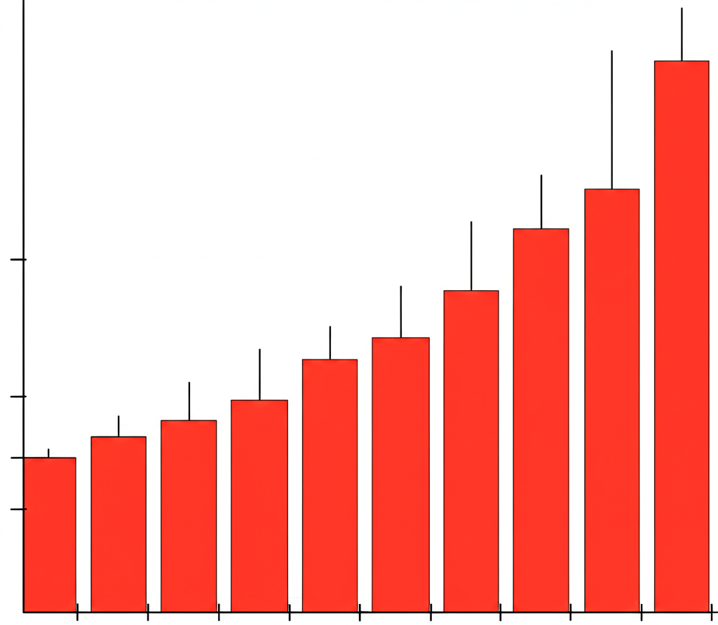 Illustration of Renko charts showing price action over time, with bricks forming only after significant movement and gaps during sideways periods