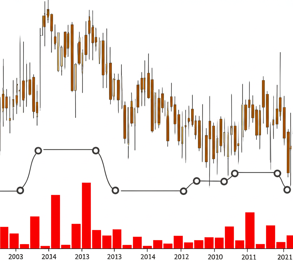 Financial chart showing price volatility and standard deviation indicator movement