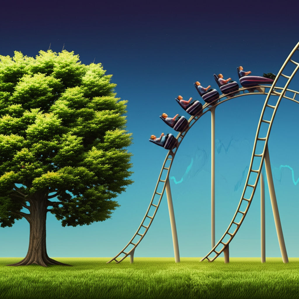 Comparison between traditional investing and spread betting: tree vs roller coaster