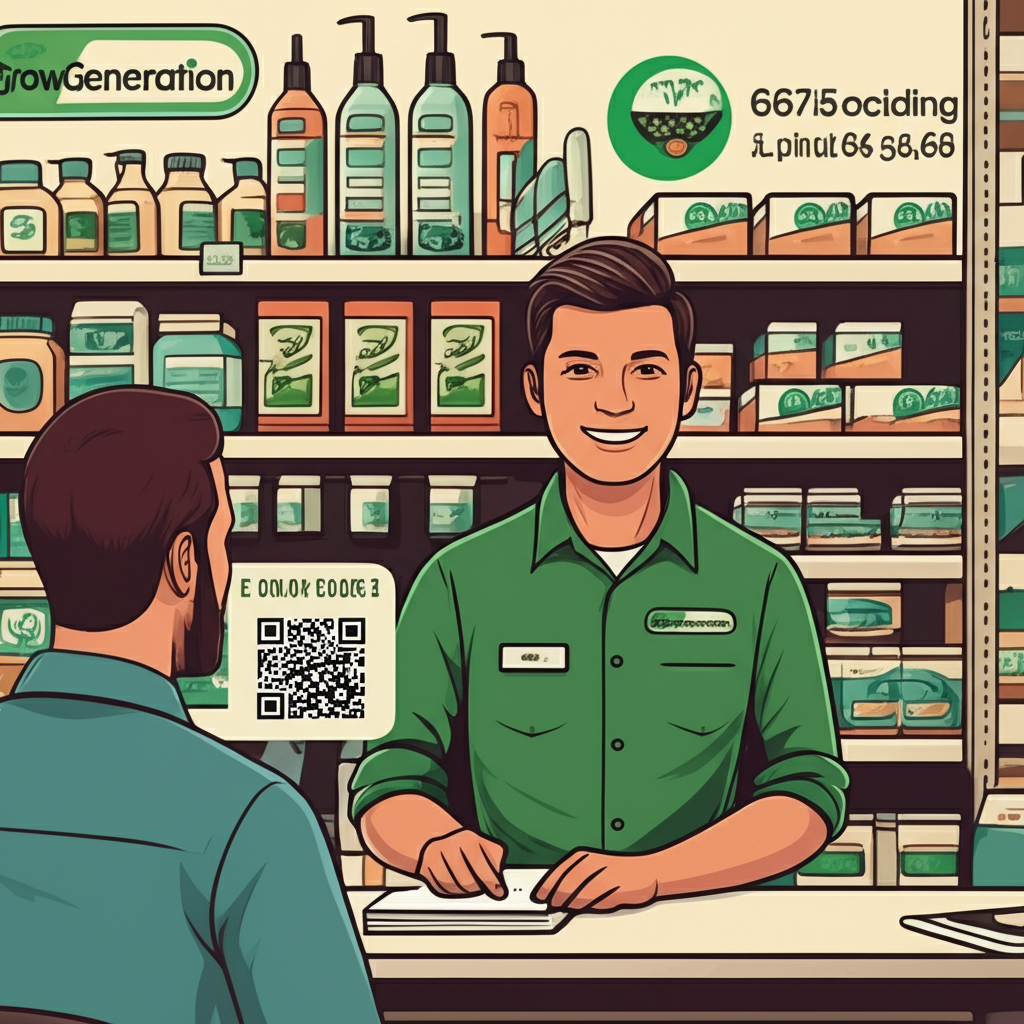 GrowGeneration staff assisting customer with contact options displayed