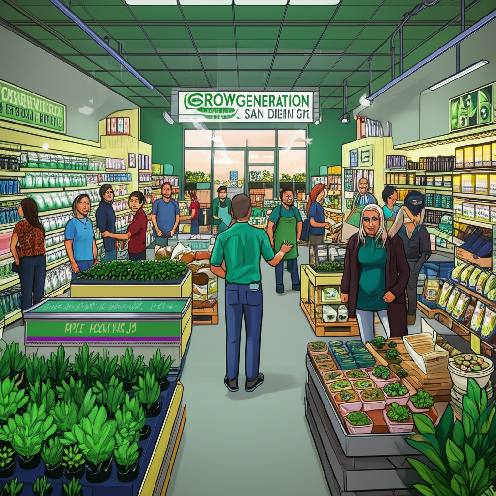 GrowGeneration San Diego community hub with diverse growers and hydroponic supplies