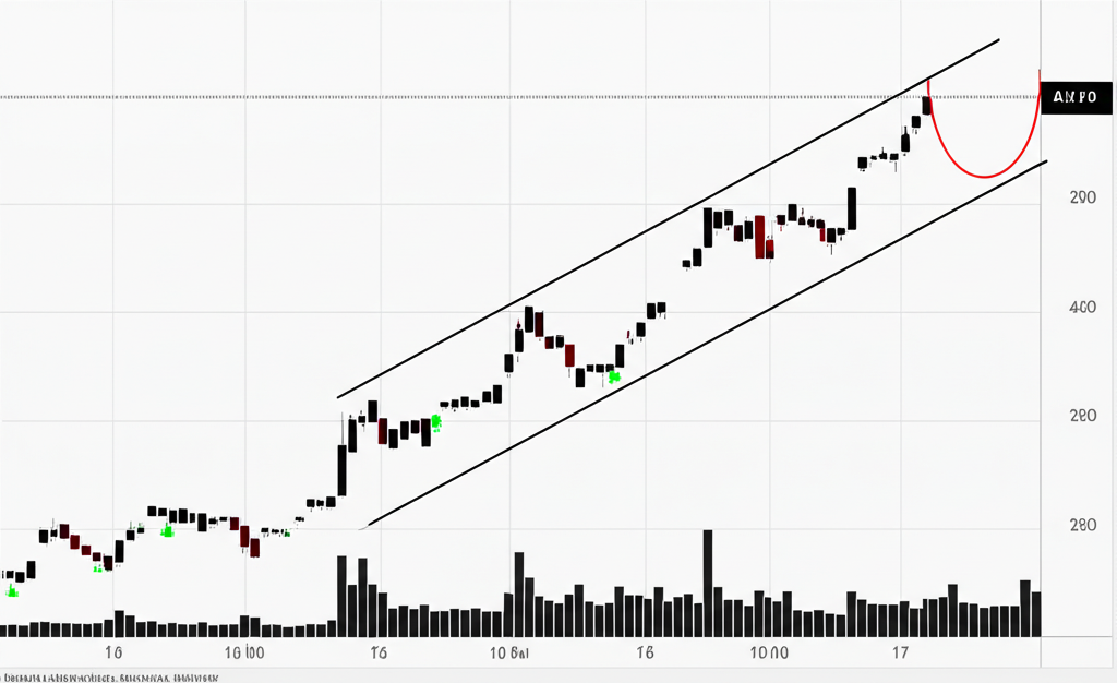Technical analysis diagram showing the three core elements of the cup and handle pattern: U-shaped cup, small handle, and volume behavior
